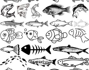 Fish SVG Bundle, Fishing Silhouette SVG, Fisherman SVG Cut Files for Cricut, Fish Clipart, Fishing Decals, Fish Vector Designs, Fish Clipart