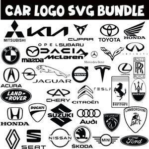 46 Car Silhouette SVG Bundle, Car Logo PNG, Racing Car Clipart, Vehicle SVG for Cricut, Car Vector Cut Files, Car Brand Logos Laser Cut
