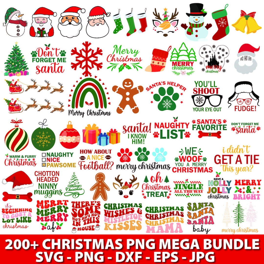 200 Christmas SVG PNG Bundle, Santa Claus Svg, Snowman Clipart ...
