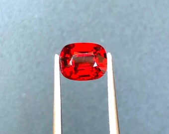 Natural Burmese Red Spinel Orangy Red Unheated And untreated spinal Gemstone | 1.39 CT Cushion Cut, GFCO Certified