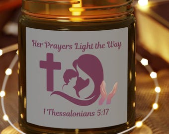 Mother and Child Cross Illustration Candle | Coconut Apricot Wax Jar