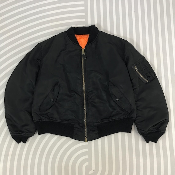 Vintage Alpha Industries Bomber Black Jacket Made in USA - Etsy Israel