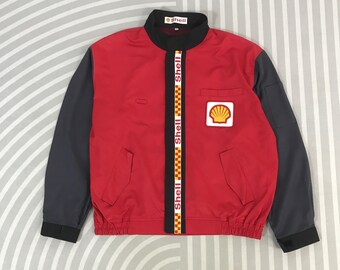 Vintage 90s Shell Racing Team Bomber Jacket - Size Large - Etsy