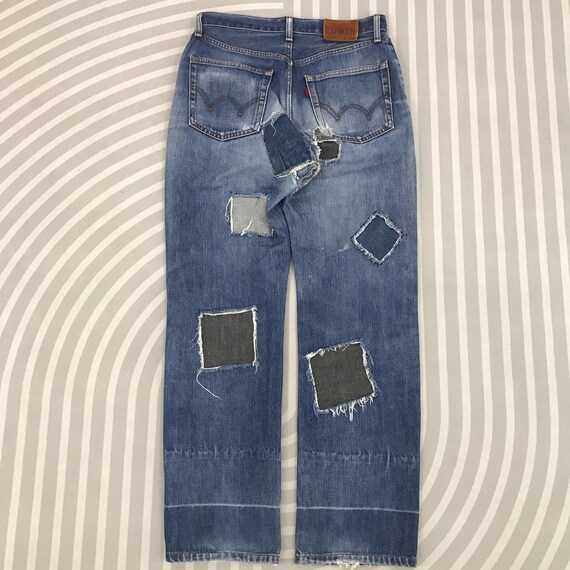 Vintage Edwin 503 Regular Patchwork Jeans Feded d… - image 2