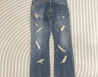 Vintage Wrangler Flare denim slitna jeans i bootcut-stil