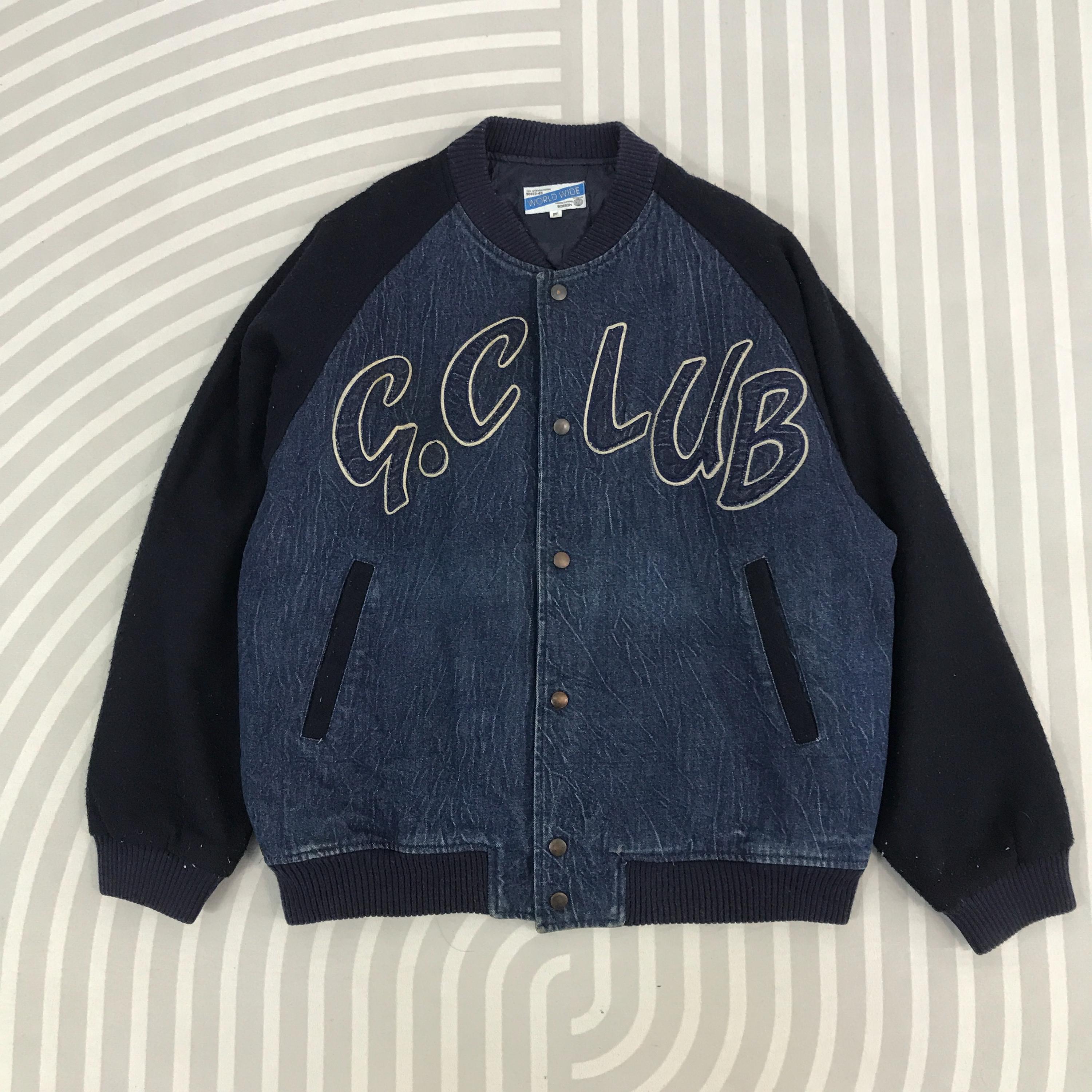 Vintage G.club World Wide by Bobson Jacket Wool Denim Snap Button 