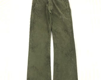 Vintage Edwin 505 Khaki Grün Distressed Bootcut Jeans
