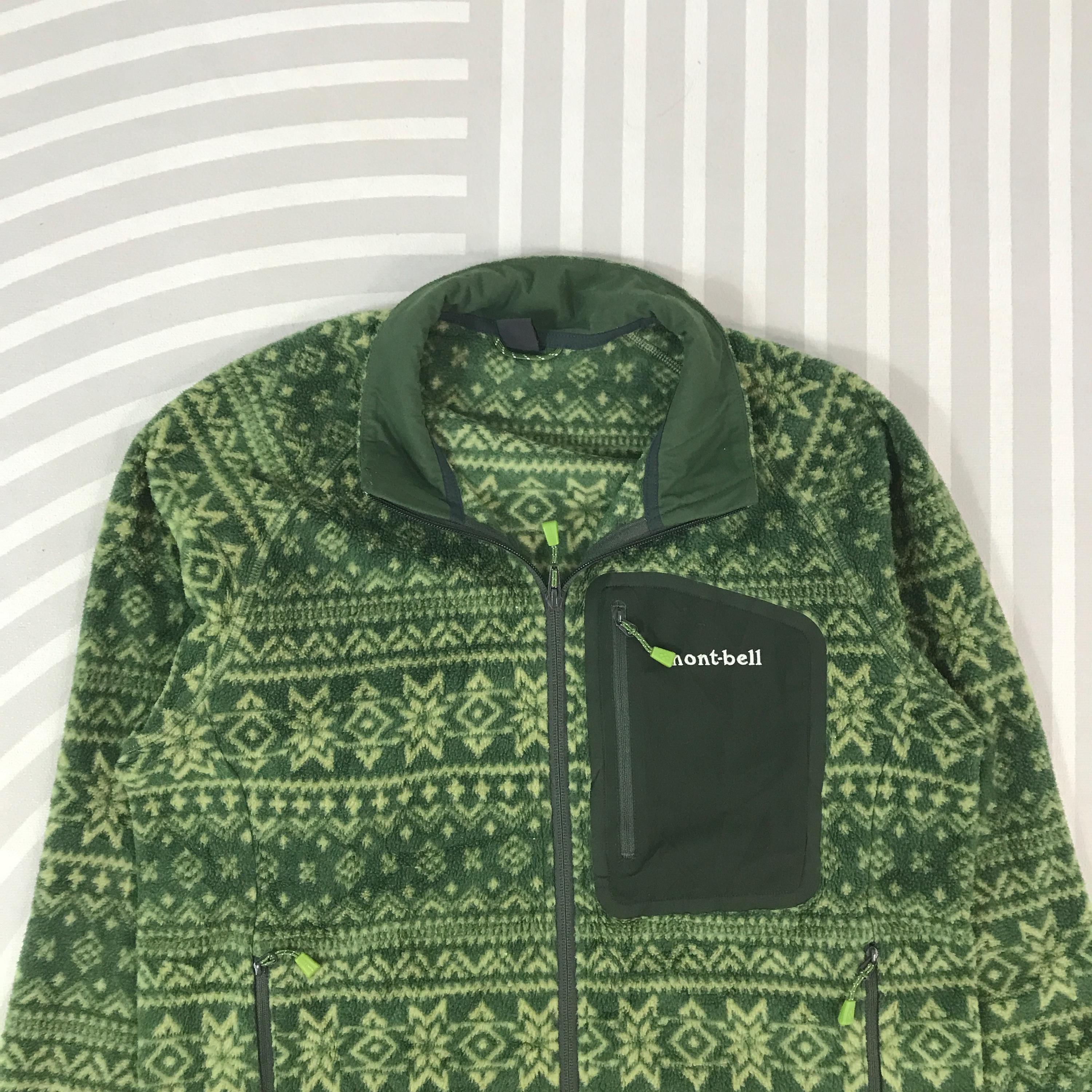 Vintage Montbell Fleece Navajo Zipper Jacket Outdoor Style Green