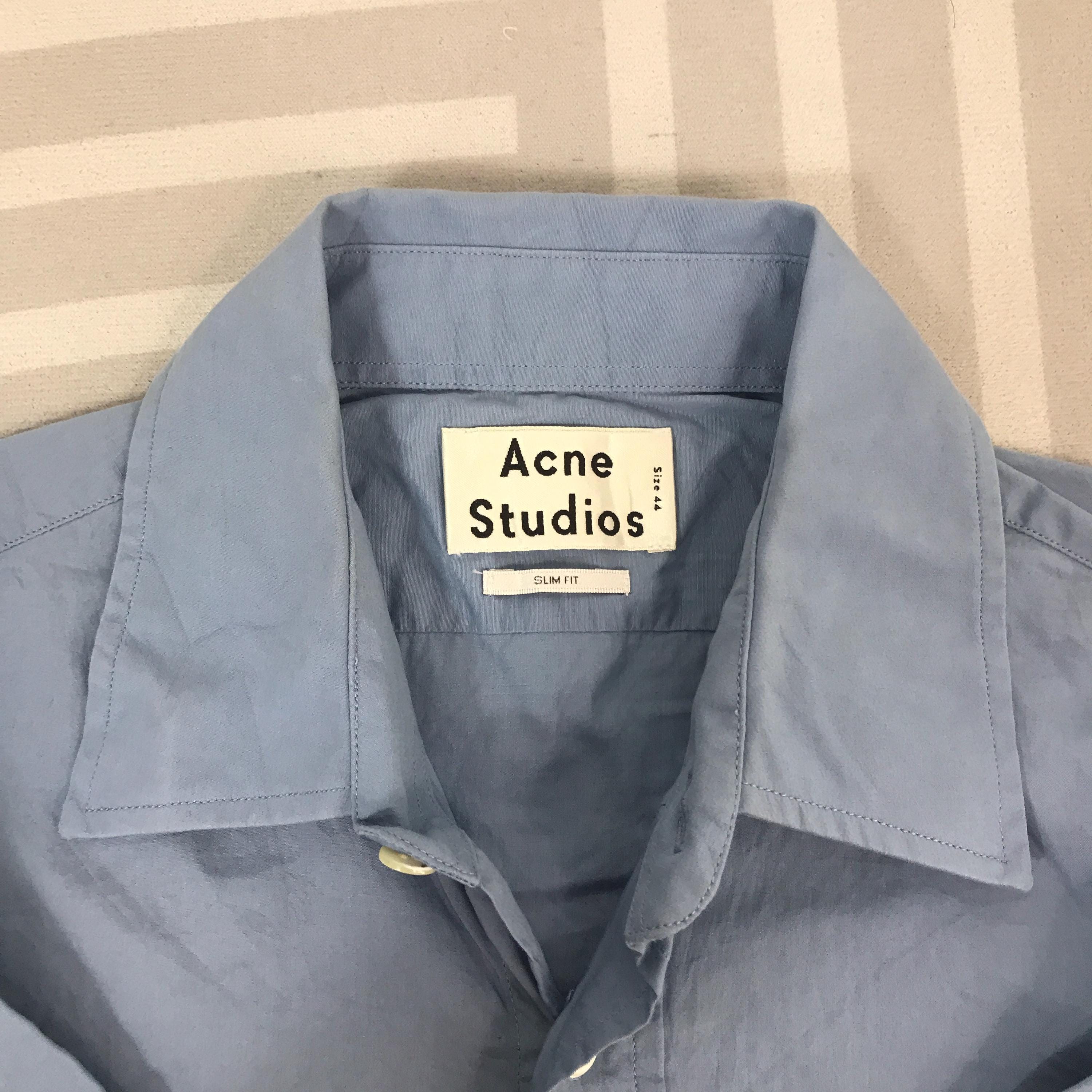 Acne Studios コットン ビッグシャツ ブルーグレー 44 Acne Studios Women's' Pinstripe Jacquard Shirt in Blue | LN-CC®