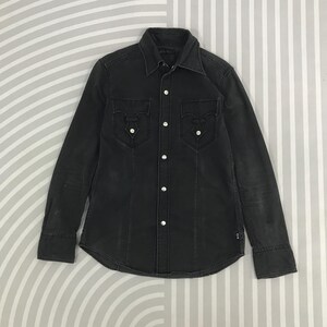 Vintage Morgan Homme Long Sleeve Snap button Shirt black punk style