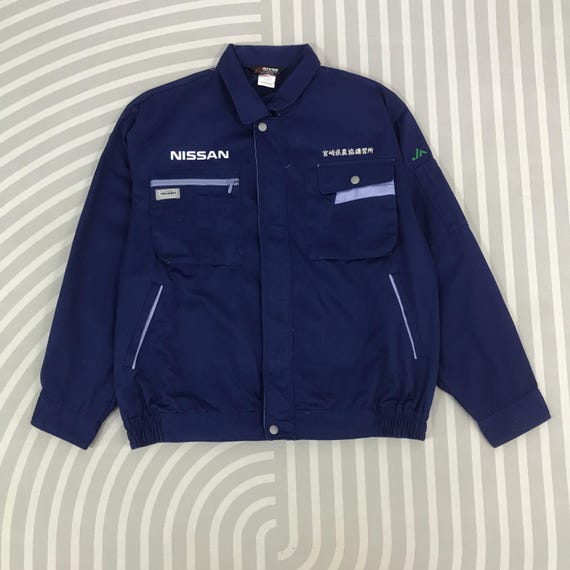 Vintage Nissan Racing Work Uniform Japan Custom Jacket Blue Jacket