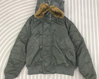 Y2k Alpha Industries Fur Hoodie Bomber Jacket Army Jacket - Etsy