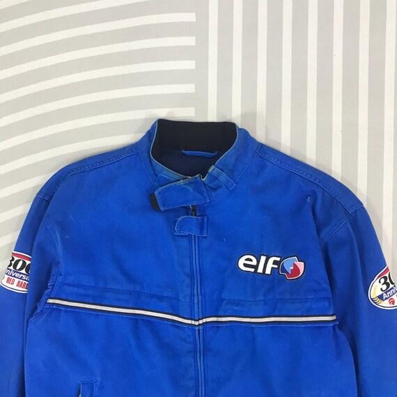 Vintage Elf Racing Oil Brand Bomber Blue Jacket - Etsy