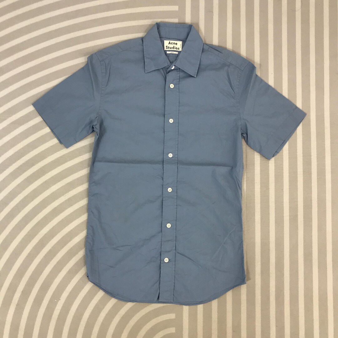 Acne Studios コットン ビッグシャツ ブルーグレー 44 Acne Studios - Button-up shirt logo stamp - Mid blue