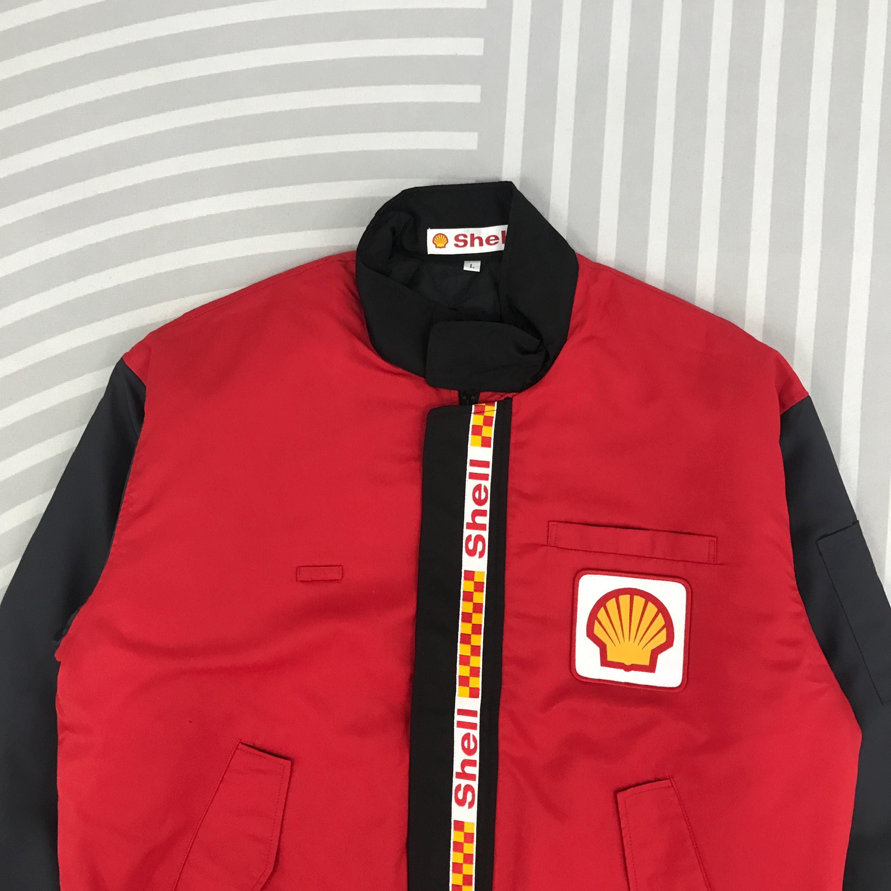 Vintage Shell Oil Brand Work Uniform Quilted Jacket Racing Style