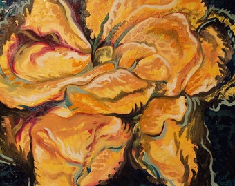 YELLOW ROSE - original oil painting 20x16