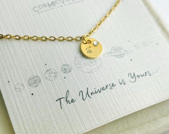 Telescope charm necklace, celestial jewelry, astronomer gift, dainty jewelry, space jewelry, star gazing