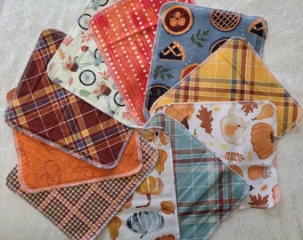Autumn/Fall set of 10 Cloth Napkins, Lunch Napkins, Reusable, Eco-Friendly, Family, Thanksgiving