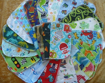 20 Kids Mixed Print, Reusable Cloth Baby Wipes, Cloth Napkins