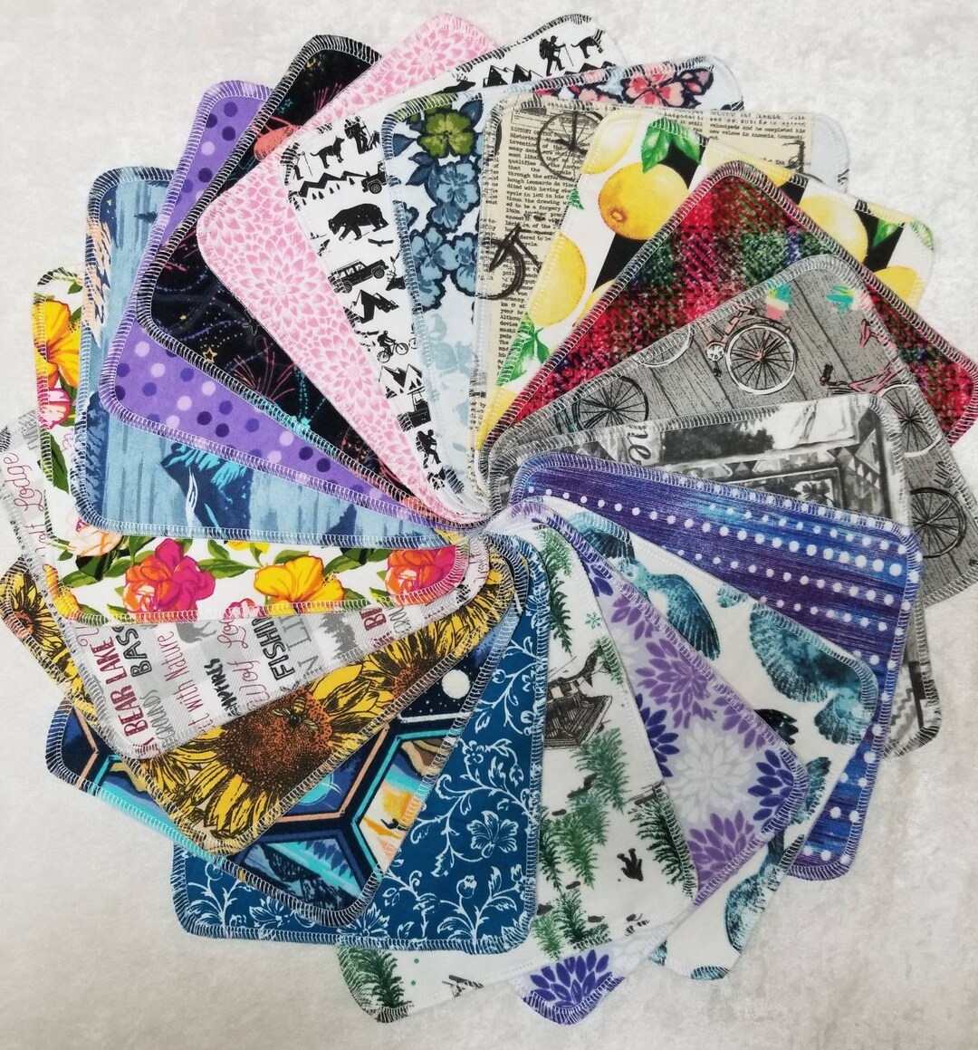 40 Family Cloth Napkins - Adult Plus Kids Mixed Print, Reusable, Eco ...