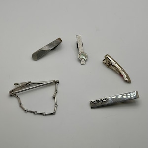 Vintage Silver Tone Tie Clips