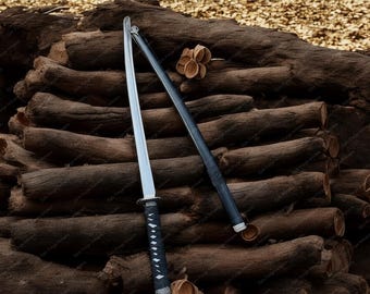 Ręcznie kuta samurajska katana – miecz ze stali nierdzewnej z pełnym trzpieniem, do cosplayu i ekspozycji