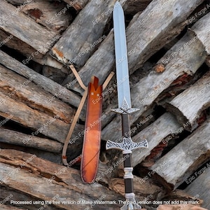 Hand-Forged Fantasy Demon Sword Replica – Viking Warrior Great Sword | Personalized Gift for Him | Antique Display or Cosplay Prop