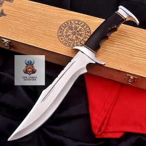 Handmade J2 Steel Hunting Knife – Black Handle Bowie Knife | Camping Gear | Gift for Dad, Husband, Wedding, Birthday, Anniversary