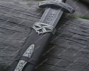 Handmade Damascus Steel Viking Sword – Northman Blade, Ash Wood Handle