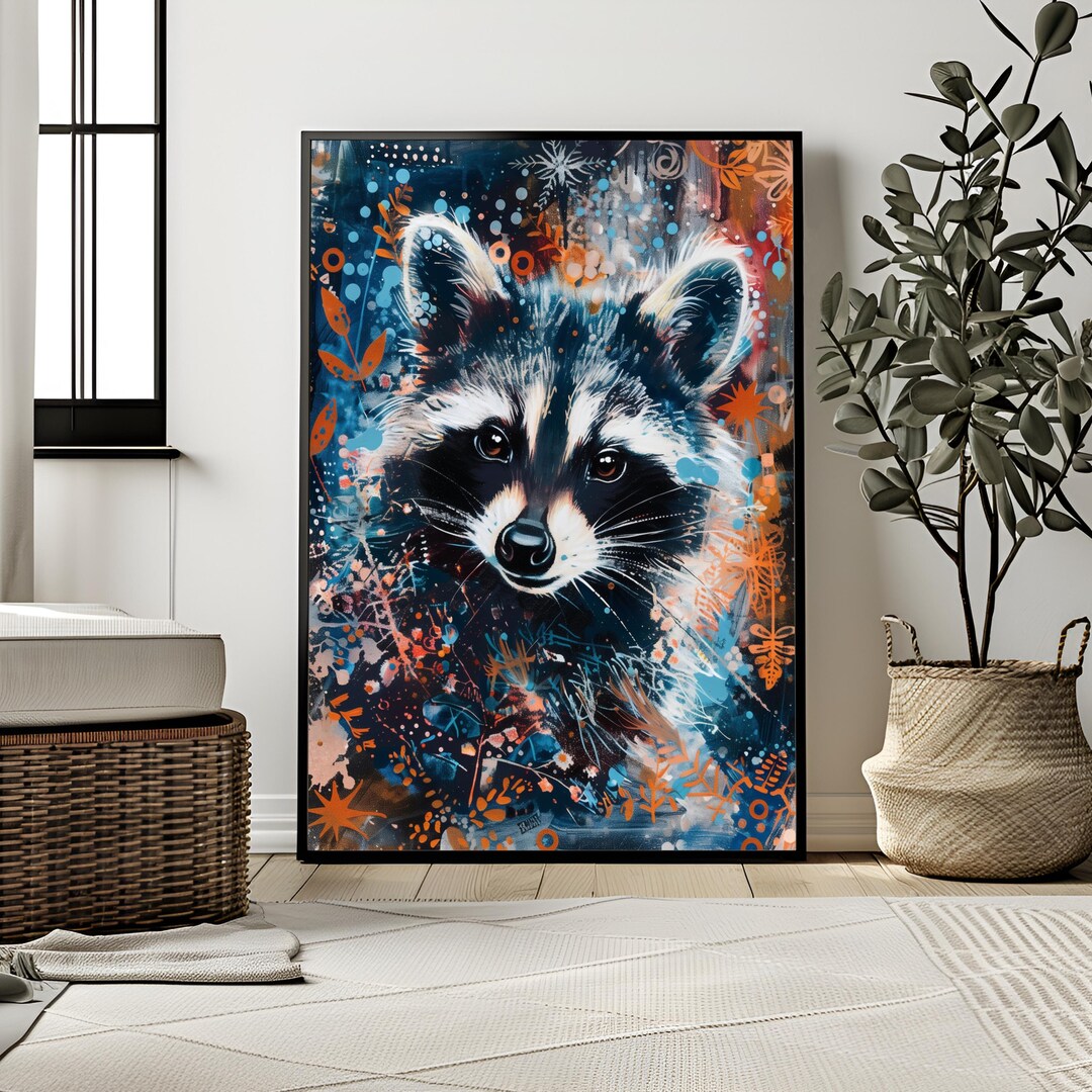 Abstract Racoon Body Raccoon Wall Art Print | Abstract Pop Art Animal Poster | Digital ...