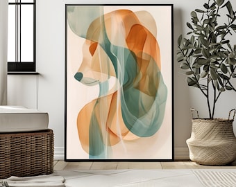 Abstract Minimalist Dog Wall Art - Boho Line Art Print - Modern Pet Portrait - Digital Download - Home Decor