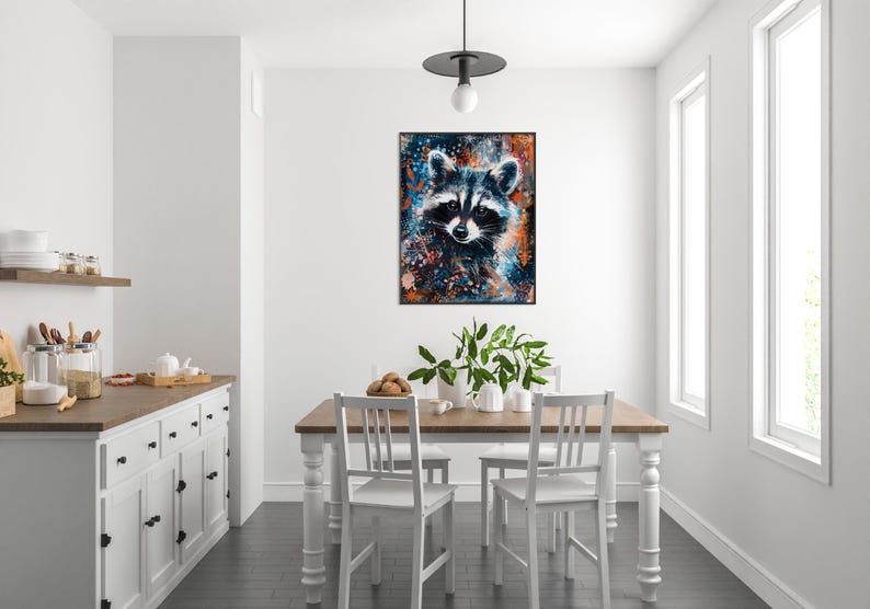 Abstract Racoon Raccoon Wall Art Print | Abstract Pop Art Animal Poster | Digital ...
