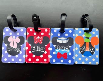 Gepersonaliseerde, op Disney geïnspireerde bagagelabels – aangepaste naamreisaccessoires voor kinderen | Mickey, Minnie, Goofy en meer!