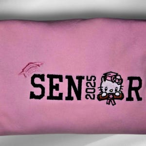 Cute kitty senior 25 embroidered crewneck sweater