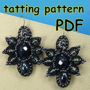 Tatting tutorial PDF tatting pattern Shuttle lace jewelry Frivolite Earrings Tating lace pattern Beadwork tatting earrings  Shuttle tatting
