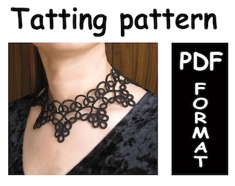 PDF-mönster för frilor Tatuerade halsband Romantiskt halsband Klassisk choker Tatuerade spetssmycken Shuttle-mönster för frilor Gör-det-själv Digital nedladdning direkt