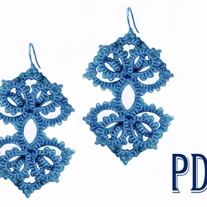 Tatting pattern earrings Tatting earrings Small Lace Filigree earrings Boho style beaded jewelry Shuttle tat pattern Digital Download