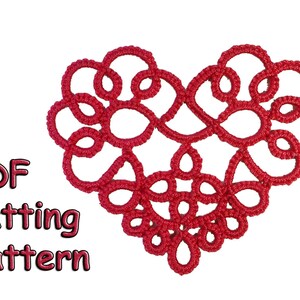 May include: A red heart-shaped tatting pattern, with the text "PDF tatting pattern" below it.