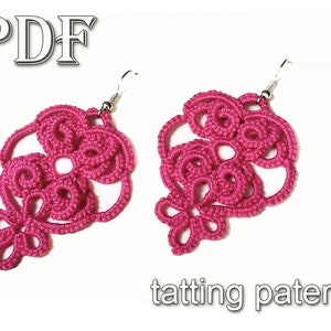 PDF tatting pattern Original Shuttle lace earrings Frivolite jewelry Tatting tutorial Imediate downloaud Diagrams and written instructions