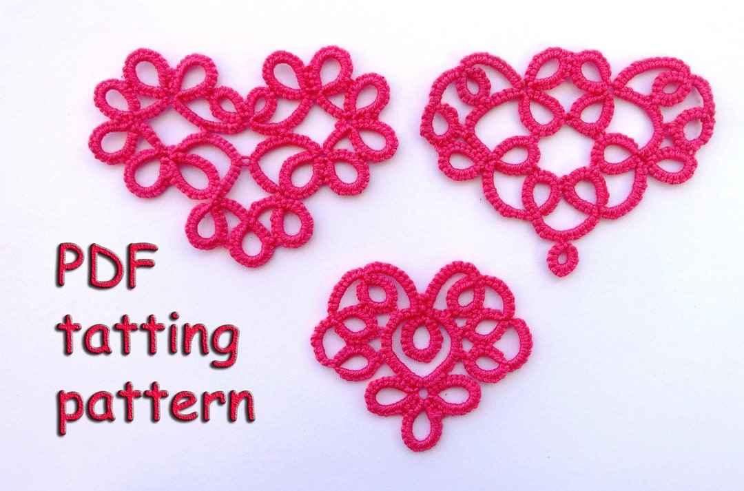 Digital PDF Tatting Pattern of Three Valentone's Hears Etsy