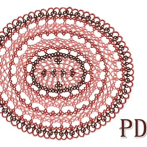 Tatting Muster Deckchen Tatting Muster PDF Tatting Lace Tatted Oval Deckchen Anleitung Tischdekoration Shuttle Tatting Sheme Digital download
