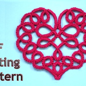 Padrão Shuttle Tatting original em PDF. Coração de renda esfarrapado para cartão de dia dos namorados. Tutorial Frivolite para iniciantes. Instrução de download digital