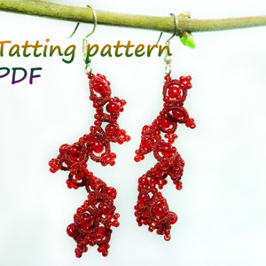 Tatting tutorial PDF tatting pattern Shuttle lace jewelry Frivolite Earrings Tating lace pattern Beadwork tatting earrings Shuttle tatting