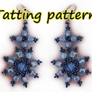 Tatting tutorial PDF tatting pattern Shuttle lace jewelry Frivolite Earrings Tating lace pattern Beadwork tatting earrings Shuttle tatting