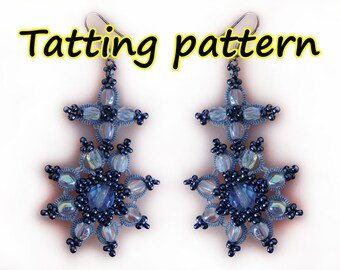 Tatting tutorial PDF tatting pattern Shuttle lace jewelry Frivolite Earrings Tating lace pattern Beadwork tatting earrings Shuttle tatting