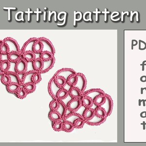 Occhi Herz Muster PDF Schiffchen Occhi Anleitung zum Valentinstag Dekor, Scrapbooking Kartenherstellung Posamenten Spitze Ornament mit rosa Herz Motiv