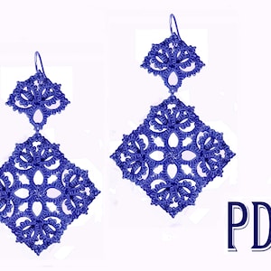 PDF Tatting pattern of Long lace beaded earrings Instant Download Evening Boho style earrings Extra large earrings Shuttle tatting pattern