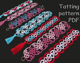 Tatting Pattern Three tatted Bookmarks Instant Digital Download PDF format