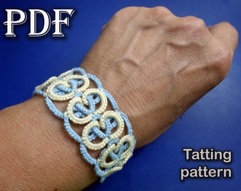 Semplice modello di chiacchierino 3D Bracciale celtico, segnalibro File PDF digitale Tutorial originale sul chiacchierino della navetta Diagrammi fai-da-te e istruzioni scritte