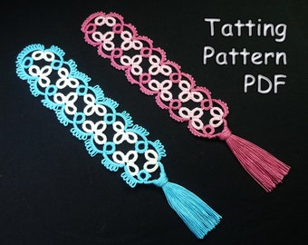 Tatted bookmark - PDF shuttle tatting pattern - How to make lace Bookmark - Easy tatting tutorial for beginners